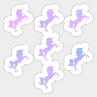 Lilac Lavender Sparkly Unicorn Silhouettes Sticker